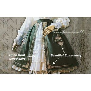 SURFACE SPELL SKIRT -Unfinished Book- Classic Lolita Embroidery Lace Goth Sz M